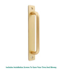 2 Pack Rustic Barn Door Handles In Golden Aluminum Alloy, 7 Inch Modern Sliding Door Pulls For Kitchen Cabinets And Shed