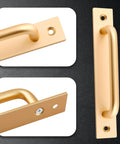 Gold Aluminium Alloy Sliding Barn Door Handle Set With 2 Pulls And 4 Screws 5.8 Inch Length 148mm Overall 25mm Wide