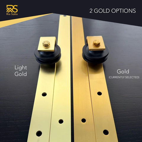 Gold Barn Door Hardware Kit For 59 Inch Sliding Track Internal Modern Interior Aluminum Kit With Brushed Brass Finish