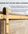 Front view of Gold Barn Door Hardware Kit For 59 Inch Sliding Track Internal Modern Interior Aluminum Kit With Brushed Brass Finish Complete Mounting Hardware Smooth Operation No Door Included Ready To Install mounted on wooden door