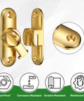 4 Pack Zinc Alloy Flip Gate Latch Set, 3 Inch Sliding Barn Door Lock With 90 And 180 Degree Opening, Bright Gold Finish
