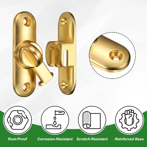 4 Pack Zinc Alloy Flip Gate Latch Set, 3 Inch Sliding Barn Door Lock With 90 And 180 Degree Opening, Bright Gold Finish