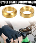 ✝️ Partuto 4 Pcs M6x5.5 Universal Bicycle Bolt Brake Screw Washer Bolts in Titanium Alloy Gold Tone, shown with bicycle handle.