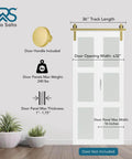 Gold Finish Bifold Sliding Barn Door Hardware Kit For Two Doors 36 Inch Track Heavy Duty Metal System With Matching Knobs No Door Included