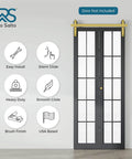 Gold Finish Bifold Sliding Barn Door Hardware Kit For Two Doors 36 Inch Track Heavy Duty Metal System No Door Included