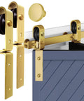 Gold Finish Bifold Sliding Barn Door Hardware Kit For Two Doors 36 Inch Track Heavy Duty Metal System With Matching Knobs