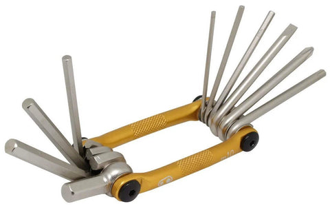 Crankbrothers Multi Tool M10 Gold Compact Trailside Essential with Hex Wrenches, Screwdrivers, Torx, Ergonomic Grips, Lightweight Design