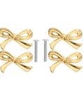 Gold Bow Knobs For Dresser Set Of 4 Brass Drawer Knobs Decorative Vintage Gold Handles with screws included