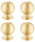 One Inch Gold Ball Cabinet Knobs Set Crafted From Solid Brass With Hand Brushed Finish, Premium Brushed Brass Hardware, 4 knobs shown