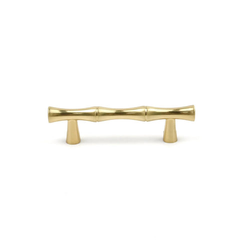 Aluminum Alloy Bamboo Shape Cabinet Handles 2 Pack Drawer Pulls 3.7 Inch Length 2.5 Inch Center To Center Hole Distance Gold Brass Retro Antique Finish