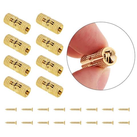 Hidden Brass Barrel Hinges Set With 8 mm Drill Bit for Wooden Boxes Jewelry Boxes and DIY Hand Craft Projects, gold brass hinges with screws