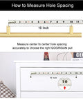 Diagram showing Solid Brass Cabinet Pulls 2 Pack Gold Brushed Finish Long Drawer Handles With 10 Inch Center To Center for accurate installation.
