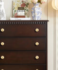Dresser with One Inch Gold Ball Cabinet Knobs Set Crafted From Solid Brass With Hand Brushed Finish, displaying premium brushed brass hardware.