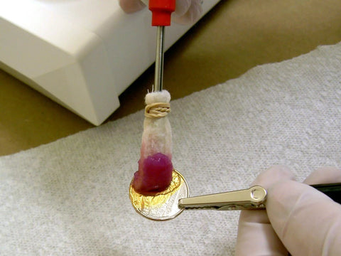 Brush Plating Kit With 24K Gold Solution Complete Gold Plating System For Precise Finishes in use on a metal surface