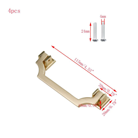 Gold Brushed Cabinet Handles Pulls Set Of 4 Zinc Alloy Drawer Knobs With 96mm Hole Center, 115mm Length, shown with screws
