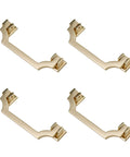 Gold Brushed Cabinet Handles Pulls Set Of 4 Zinc Alloy Drawer Knobs with 96mm Hole Center, 115mm Length, 20mm Width, 15mm Depth.