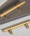 Ten Pack Hollow Stainless Steel Cabinet Handles in Gold Finish, 6 Inch Length with 3.78 Inch Hole Centers, shown disassembled