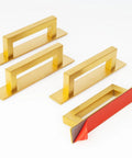 Gold Finish 4 Pack Self Adhesive Cabinet Door Handles No Drill Hardware Compact Size Stainless Steel Look