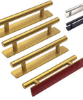 5 Inch Self Adhesive Cabinet Handles Set Of 4 No Drill Door Pulls Modern Stainless Steel Gold Finish, gold and red variants