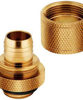 Gold XF Compression Fittings For Water Cooling 10/13 Mm 3/8 To 1/2 Inch ID OD Four Pack With G1/4 BSPP Threads Solid Brass Durable Finish