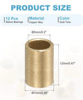 Self Lubricating Cast Brass Sleeve Bearings 5mm Bore 7mm Outer Diameter 12mm Length Pack Of 12 Gold Tone Product Size