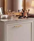 Gold Crystal Drawer Pulls 4 Pack 3-3/4 Inch Hole Center 5 Inch on elegant dresser with marble top, zinc alloy and crystal design