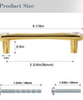 Gold Crystal Drawer Pulls 4 Pack showing product size and dimensions with zinc alloy and premium polished finish.