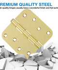 12 Pack 4x4 Inch Gold Exterior Door Hinges Heavy Duty Iron With Eight Holes Five Eighths Inch For Doors Cabinets Gates Sheds Coops Indoor Outdoor Use Includes Screws Quick Install
