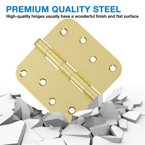 12 Pack 4x4 Inch Gold Exterior Door Hinges Heavy Duty Iron With Eight Holes Five Eighths Inch For Doors Cabinets Gates Sheds Coops Indoor Outdoor Use Includes Screws Quick Install