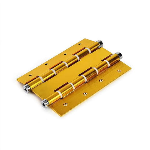 6 Inch Double Opening Door Hinge With Double Spring 360 Automatic Closing For Wooden Doors Gold, front view