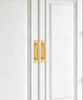 Gold Finish 4 Pack Self Adhesive Cabinet Door Handles on white cabinet, tool-free installation showing modern stainless steel look