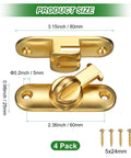 4 Pack Zinc Alloy Flip Gate Latch Set, 3 Inch Sliding Barn Door Lock With 90 And 180 Degree Opening, Includes Screws, Bright Gold Finish