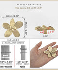Dimensions of Six Pack 2.4 Inch Gold Flower Cabinet Knobs Set for Dresser and Drawer Furniture Hardware Vintage Floral Petal Pulls