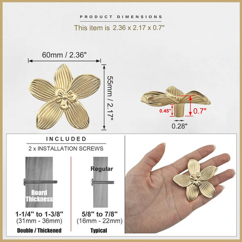 Gold Flower Cabinet Knobs Set - Elegant Pulls!