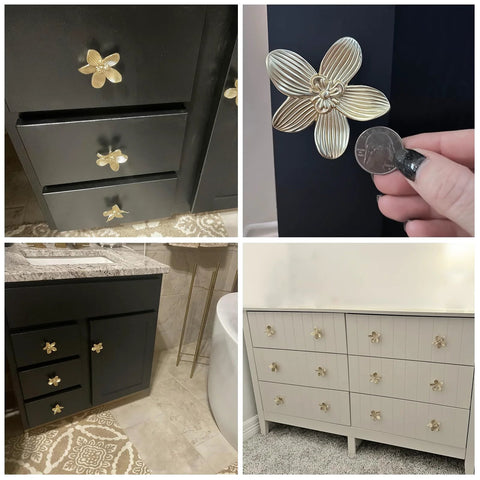 Gold Flower Cabinet Knobs Set