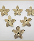 Six Pack 2.4 Inch Gold Flower Cabinet Knobs Set for Dresser and Drawer Furniture Hardware Vintage Floral Petal Pulls