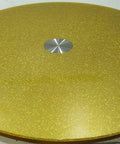 Round Table Glass Lazy Susan Turntable for 8-10 persons Table in sparkling gold finish.