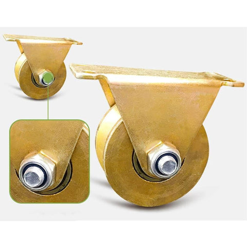 Pulley,Pulley Wheel, 4pc Heavy Duty Rigid Wheels,Sheave Directional Track Roller,Double Bearing,Gold,for Industrial Machines
