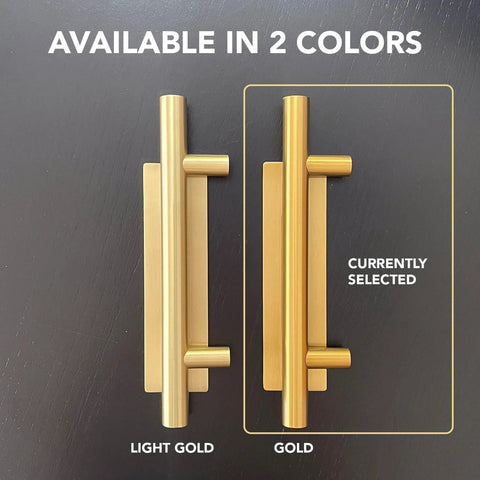 12-Inch Gold Barn Door Handle Kit With Latch Lock Set For Closet Sliding Doors, two color options, light gold and gold.