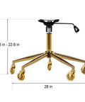 Metal Base Replacement Set For Office And Gaming Chairs With Bottom Plate Stand Cylinder And Five Durable Rubber Caster Wheels Designed For Heavy Duty Stable Gold Tone Base Smooth Quiet Rolling With Precision Bearings And Universal Fit Easy Install