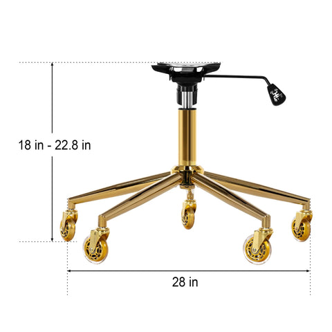 Metal Base Replacement Set For Office And Gaming Chairs With Bottom Plate Stand Cylinder And Five Durable Rubber Caster Wheels Designed For Heavy Duty Stable Gold Tone Base Smooth Quiet Rolling With Precision Bearings And Universal Fit Easy Install