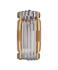 Crankbrothers Multi Tool M10 Gold Compact Trailside Essential with ergonomic side grips and hex wrenches, top view