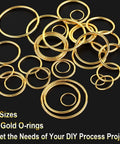 Gold Metal O Rings Set 60 Pcs In 6 Sizes Multi Purpose Buckle Loop Rings For Hardware Bags DIY Keychains Belts Craft Projects 15mm 20mm