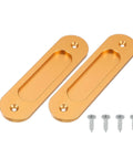 Oval Recessed Sliding Door Finger Flush Pulls 6 Inch Pack Of 2 Stainless Steel Pocket Door Pull Handles With Screws, gold tone