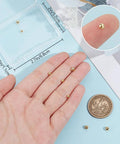 1 Pair Screw Ball Backings For 0.95mm Threaded Posts, gold plated 925 silver stud earring stoppers, in hand with storage box