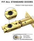 Gold Privacy Door Handle Set 1 Pack With Interior Keyless Lever And Knobs For Bedroom Or Bathroom, adjustable latch detail