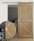 Recessed Finger Flush Pulls For Pocket Doors And Sliding Barn Doors in gold finish shown on wooden sliding door, front view