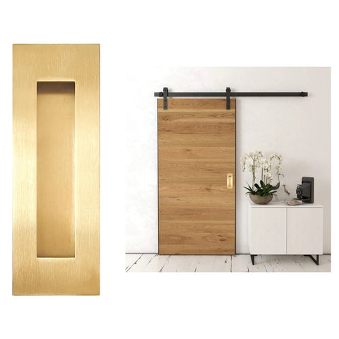 Recessed Finger Flush Pulls For Pocket Doors And Sliding Barn Doors Stainless Steel Rectangular Door Pulls In Gold Finish 7 Inch