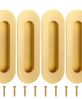 6 Inch Gold Recessed Finger Flush Pulls for Pocket Doors and Closet Doors, Sliding Barn Door Handle Hardware in brushed gold stainless