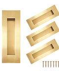 Recessed Finger Flush Pulls For Pocket Doors And Sliding Barn Doors Stainless Steel Rectangular Door Pulls In Gold Finish 7 Inch 4 Pack